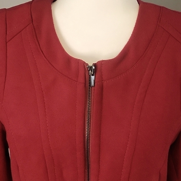 Express Vintage Structured Peplum Lined Zip Front Red Moto Jacket Size M - Picture 5 of 14